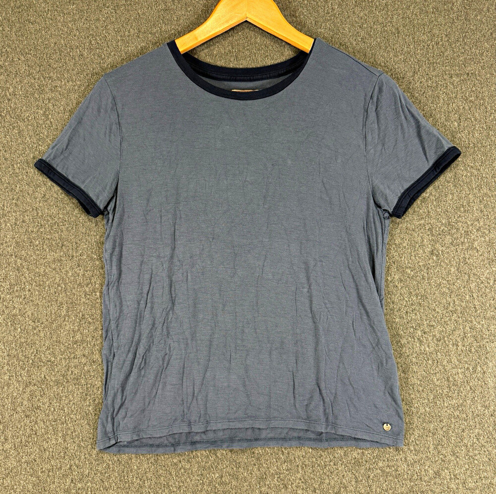 Abercrombie & Fitch Essentials Mens Small Navy Blue Ringer T-Shirt Contrast